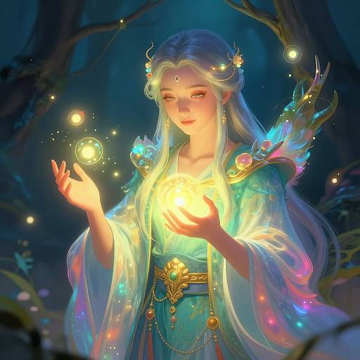 Mystical Healer with Glowing Hands