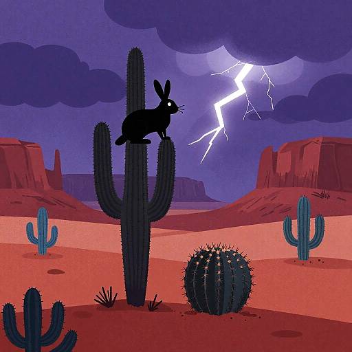 Monochrome Desert Ink Illustration