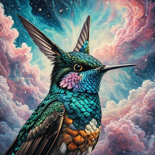 Ethereal Nebula Hummingbird Painting