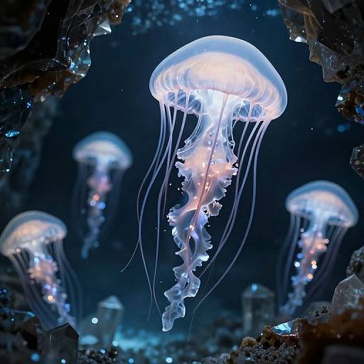 Giant Crystal Jellyfish in Obsidian Cathedral