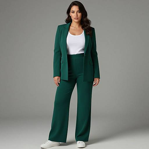 Modern Business Casual Woman in Emerald Suit