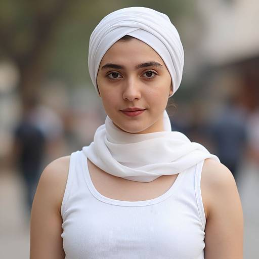 Realistic Portrait of Woman in Turban