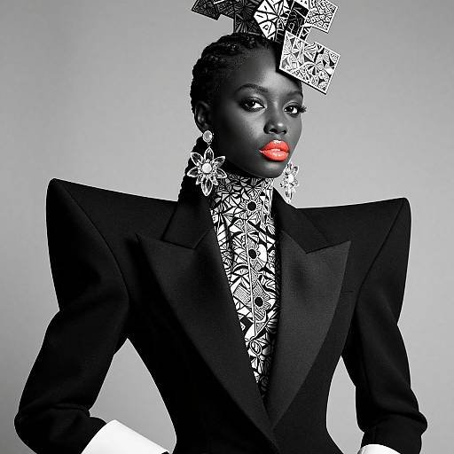 Striking Black Model in Avant-Garde Suit