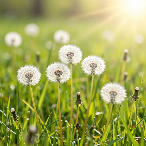 Sunlit Spring Meadow with Dandelions