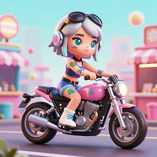 Sassy Futuristic Biker Girl Art