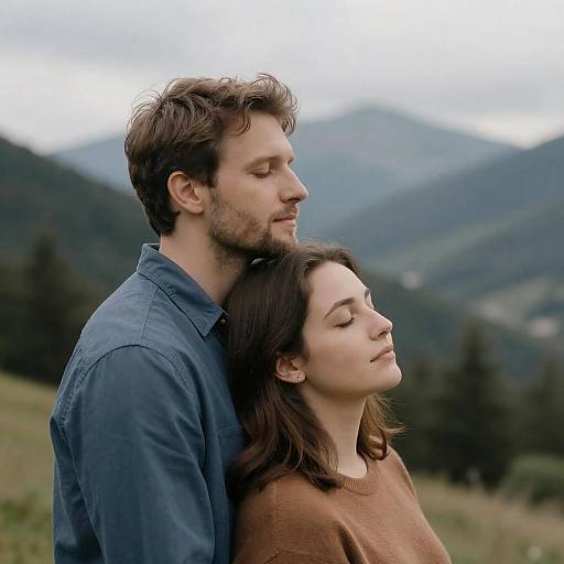 Intimate Couple Amidst Mountain Views