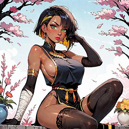 Toned Dark-Skinned Character Outdoors