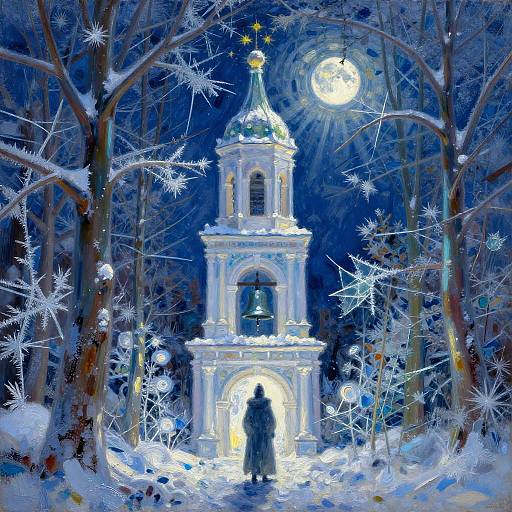 Winter Mystical Bell Tower with Guardian
