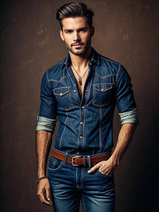 Stylish Man in Photorealistic Jeans Portrait