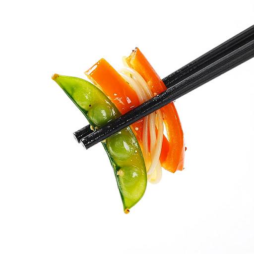 Vibrant Stir-Fried Veggies with Chopsticks