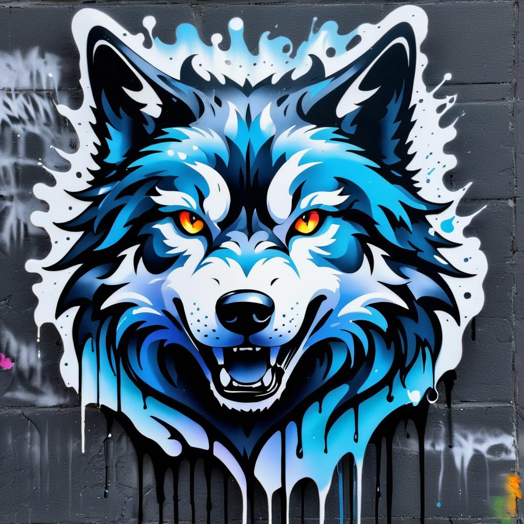 Vivid Wolf Siren Graffiti Art Design