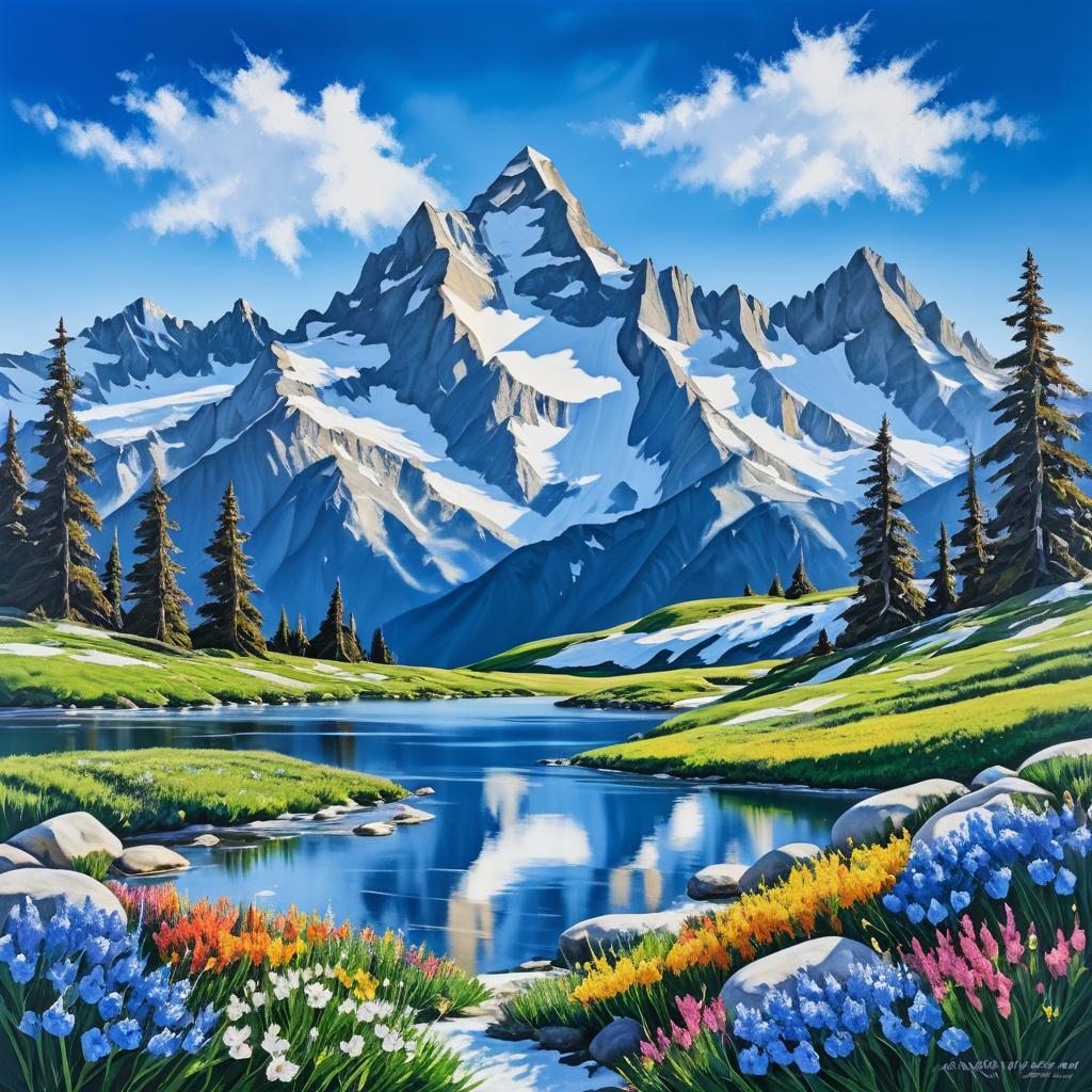 Stunning Mountain Range in Realistic Acrylic