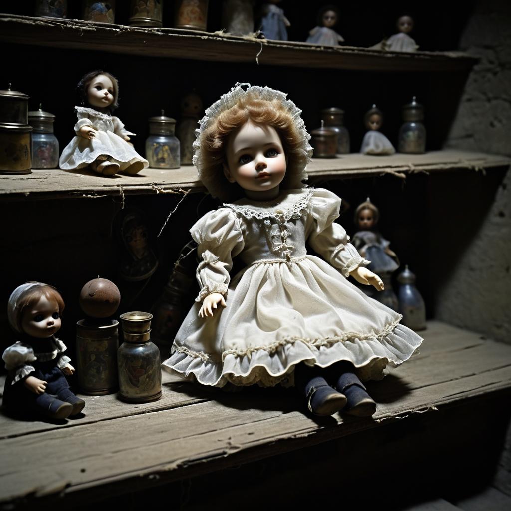 Mysterious Haunted Doll in Dusty Attic