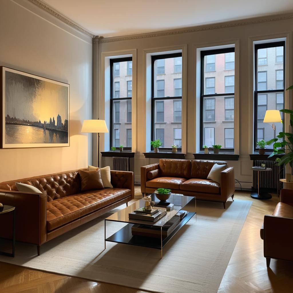 Cozy New York Brownstone Living Room Scene