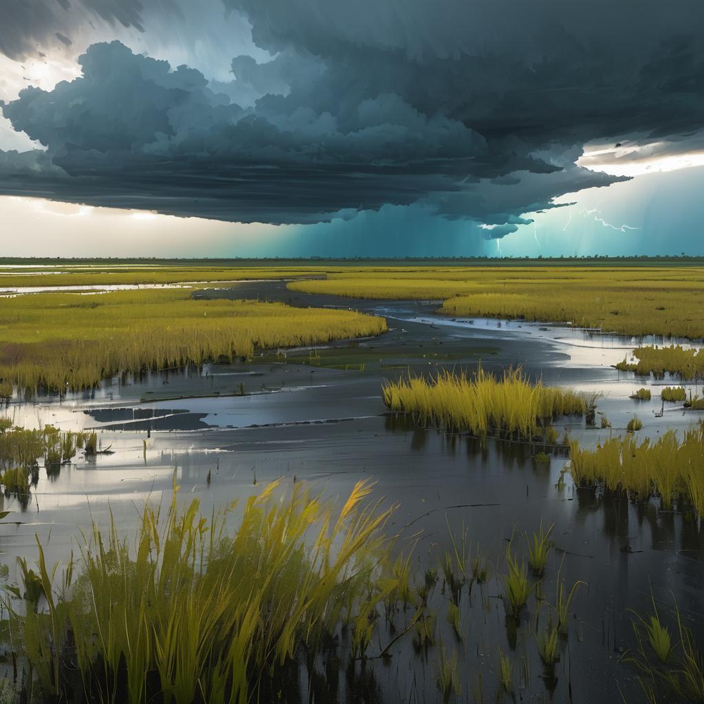 Dynamic Adventure in a Stormy Marsh Delta