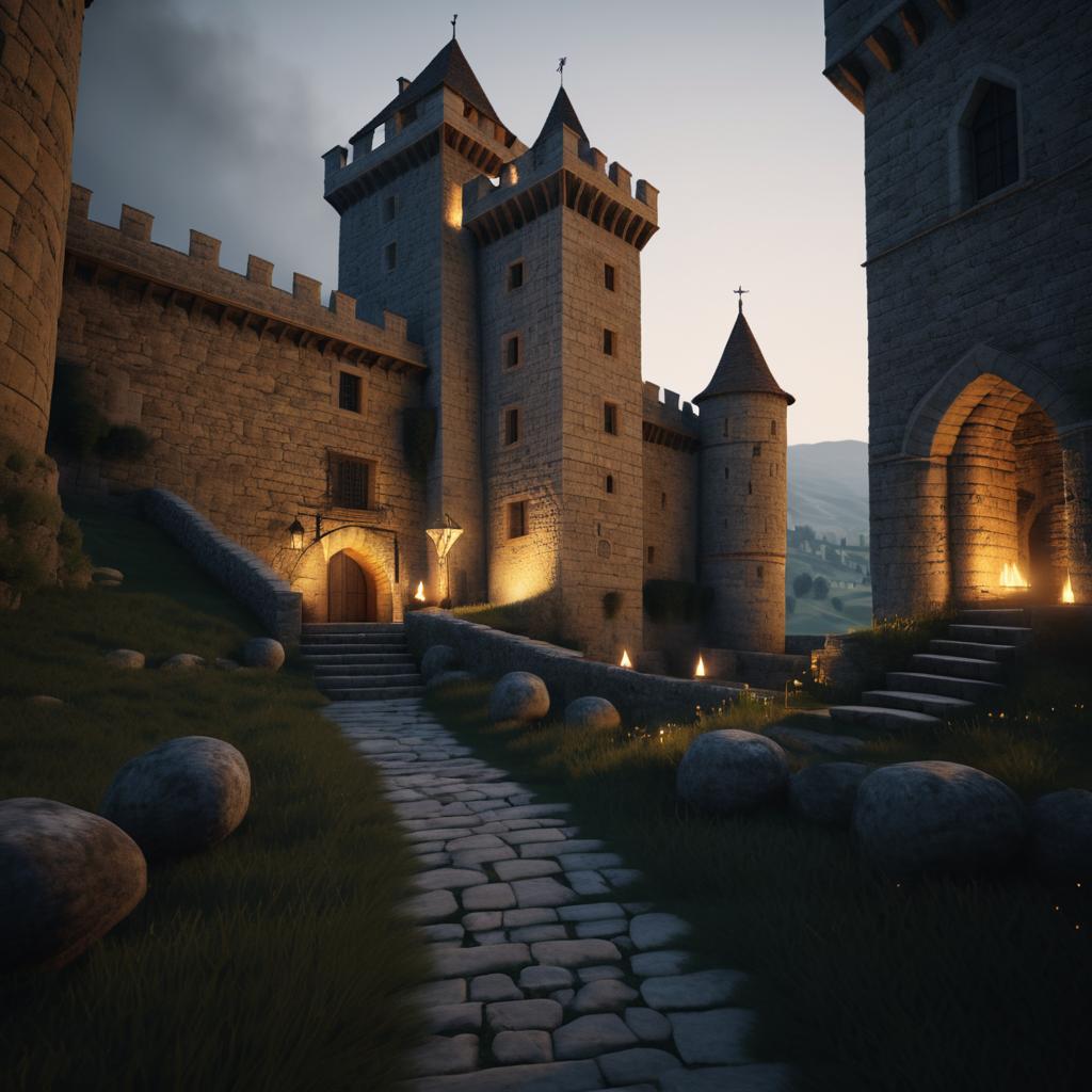 Ultra-Realistic Knight and Castle Scene