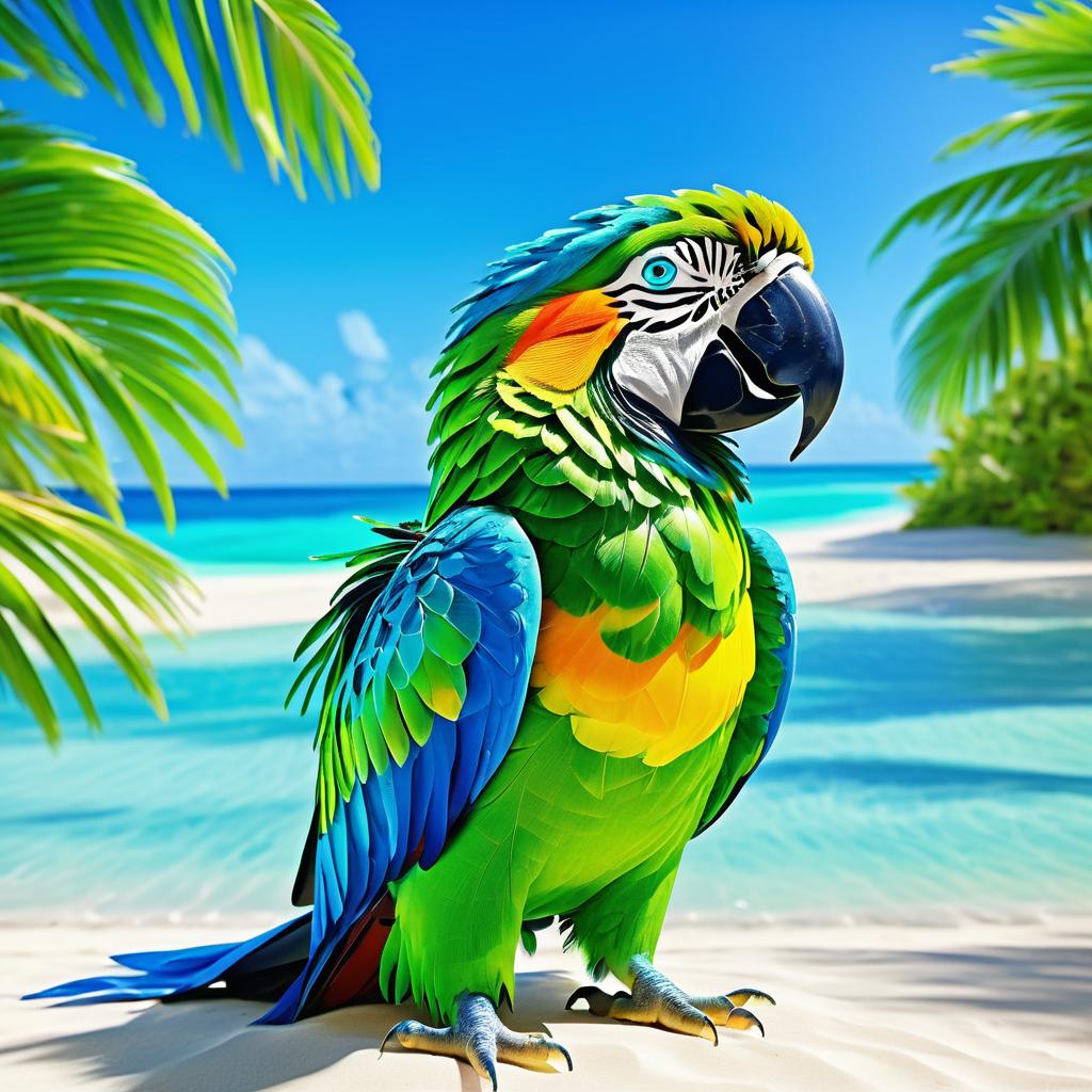 Vibrant Parrot at a Tropical Beach