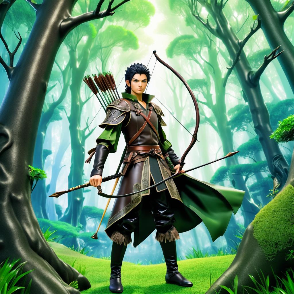 Archer in Enchanted Glade - Anime Style