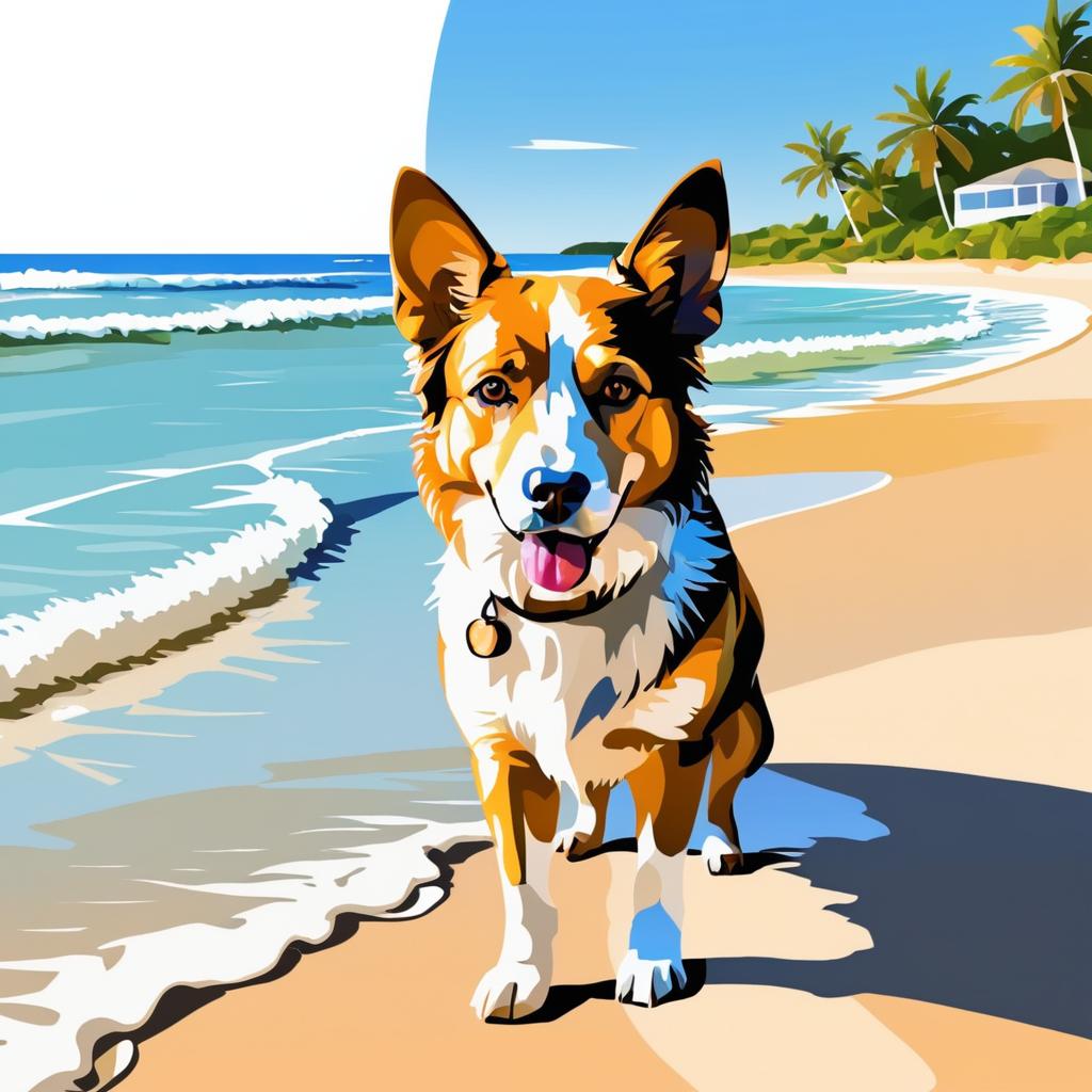 High-Resolution Dog Portrait on Beach