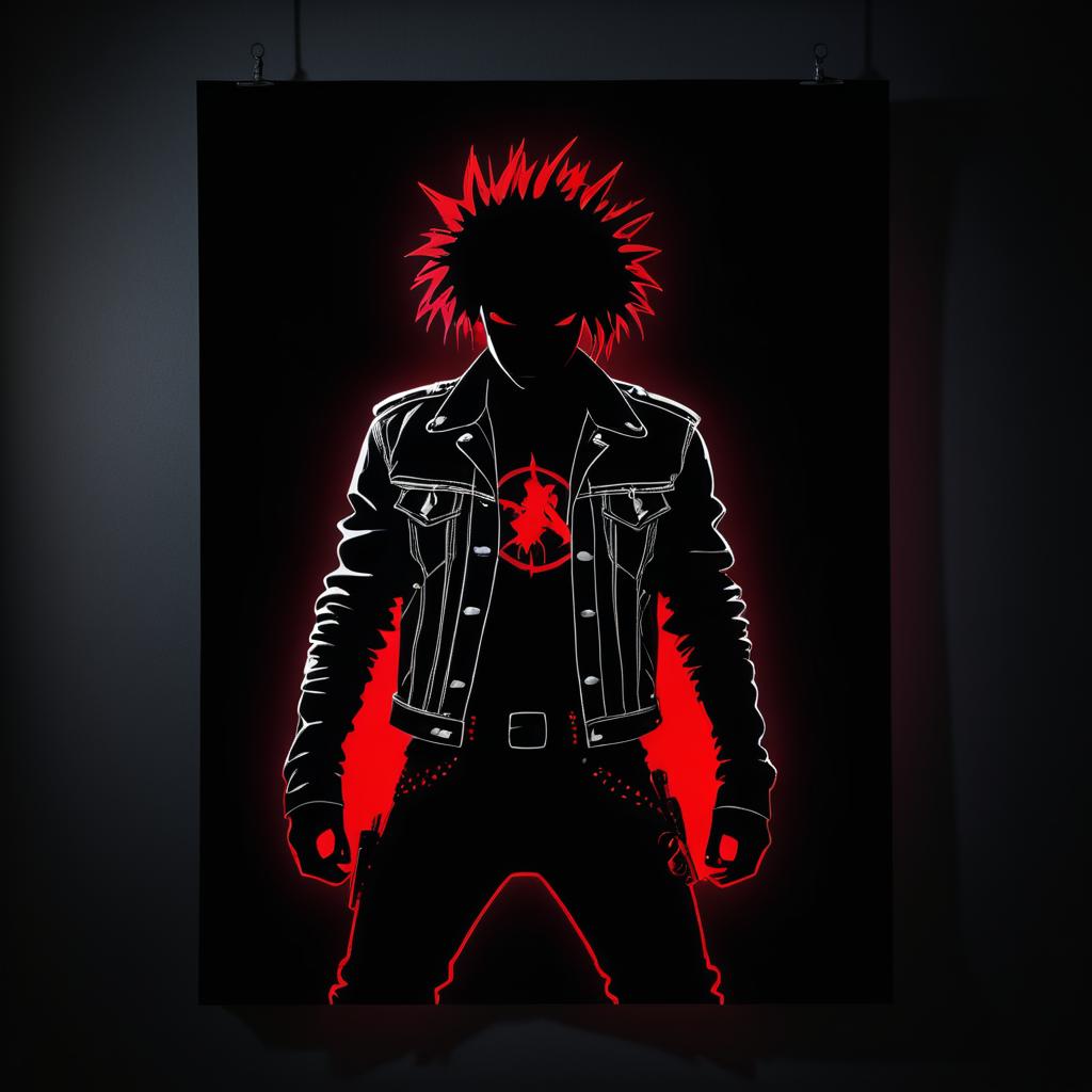 Rebellious Punk Rocker Shadow Art Poster