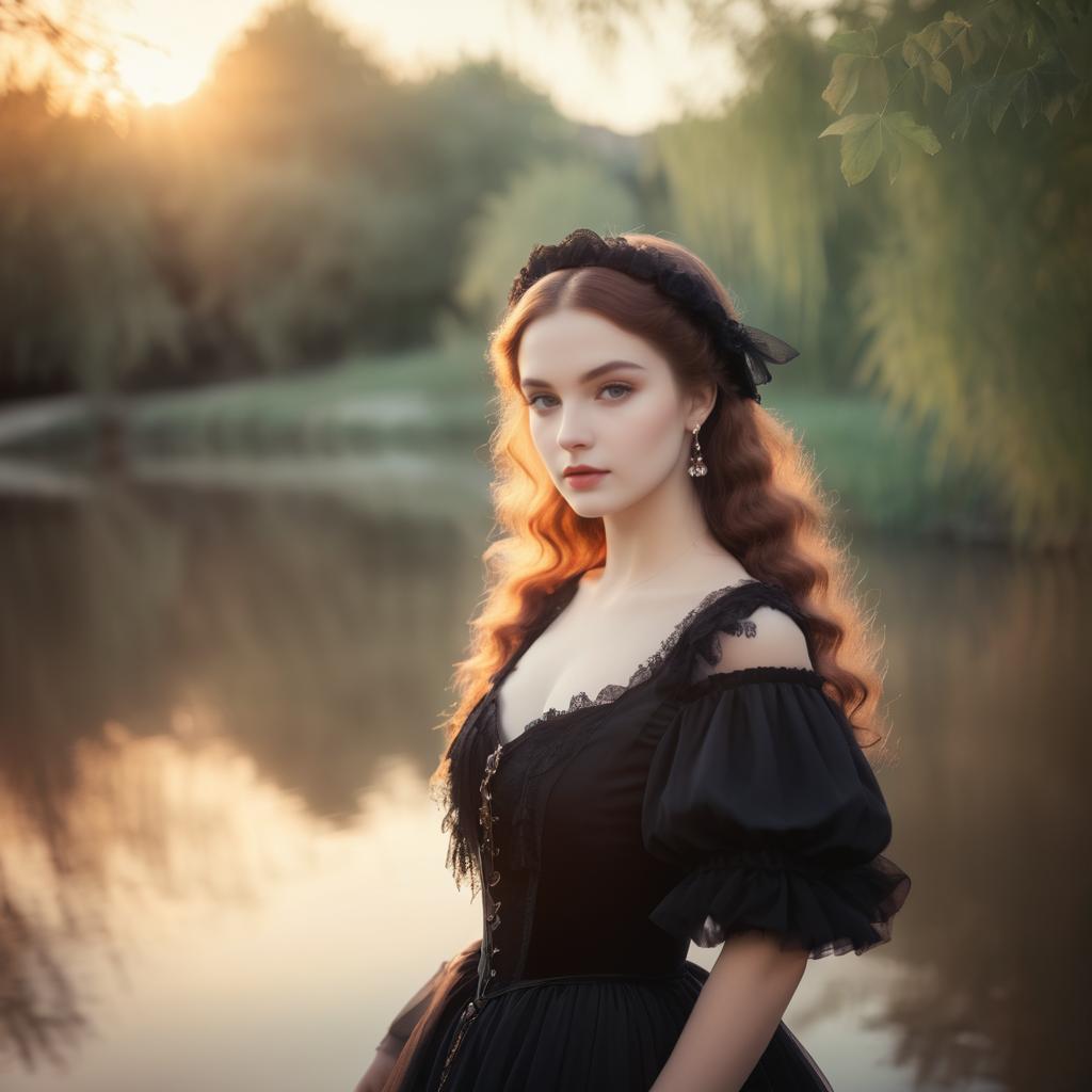 Graceful Gothic Portrait at Sunset