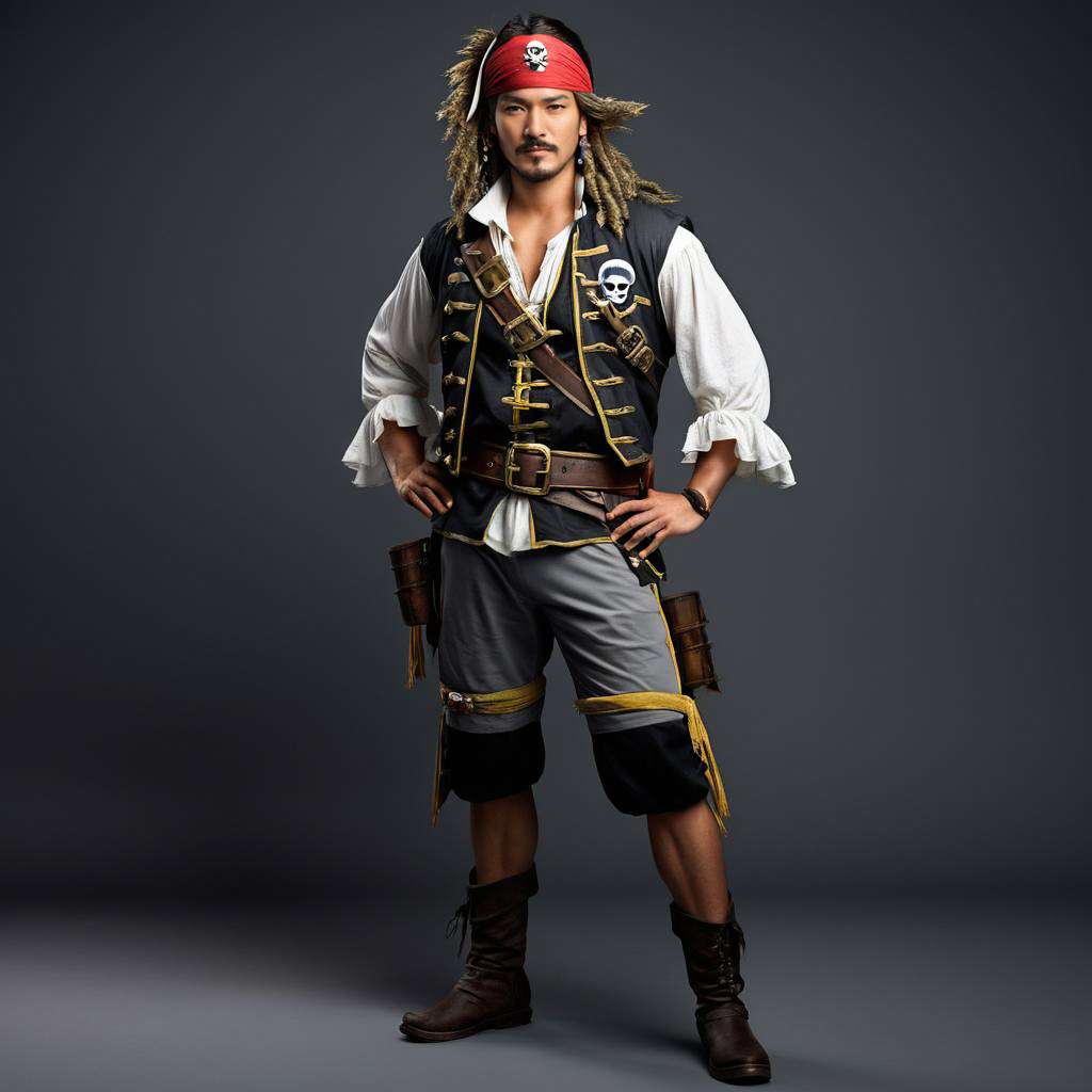 Winking Treasure Hunter in Pirate Costume