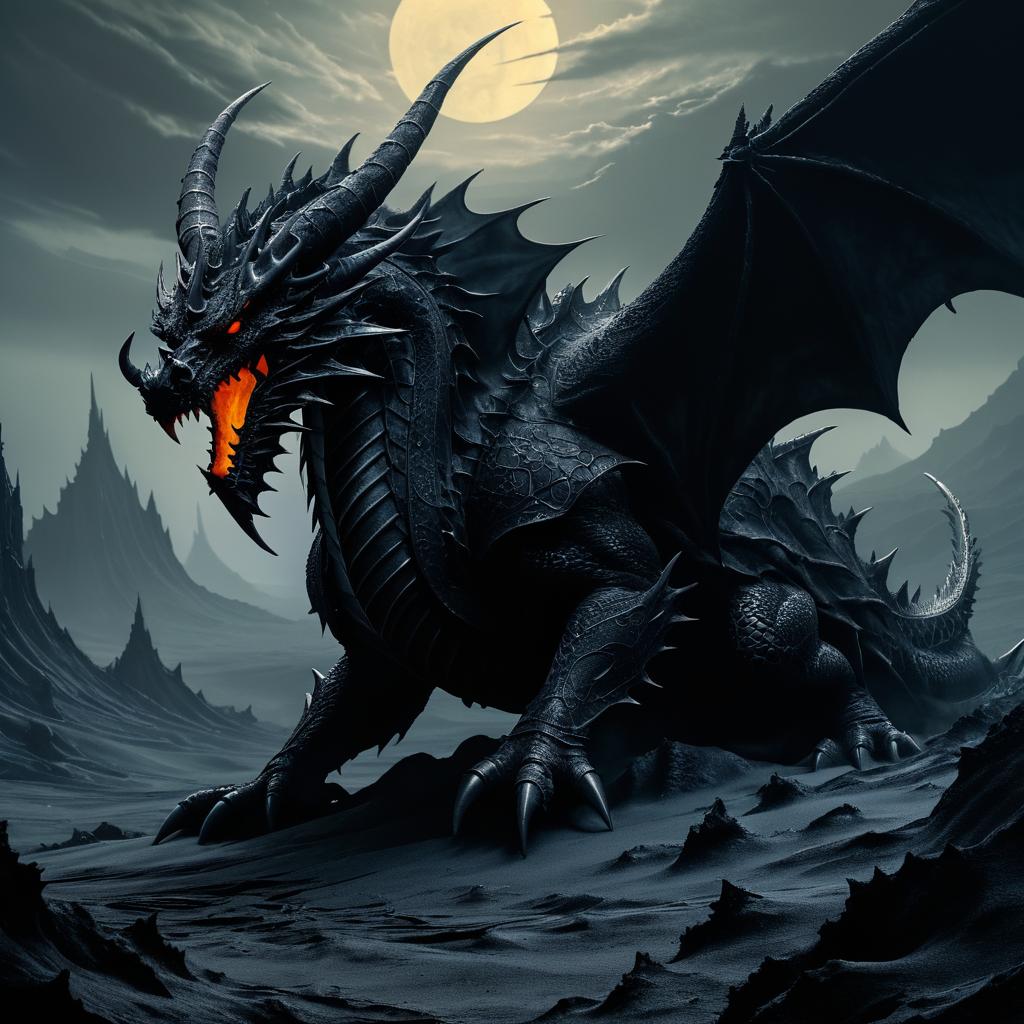 Cursed Dragon in a Volcanic Desolation