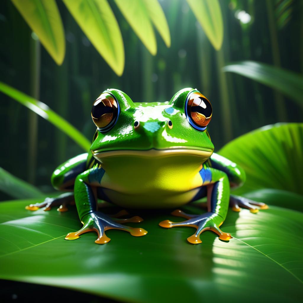 Cinematic Frog Portrait in Tropical Setting