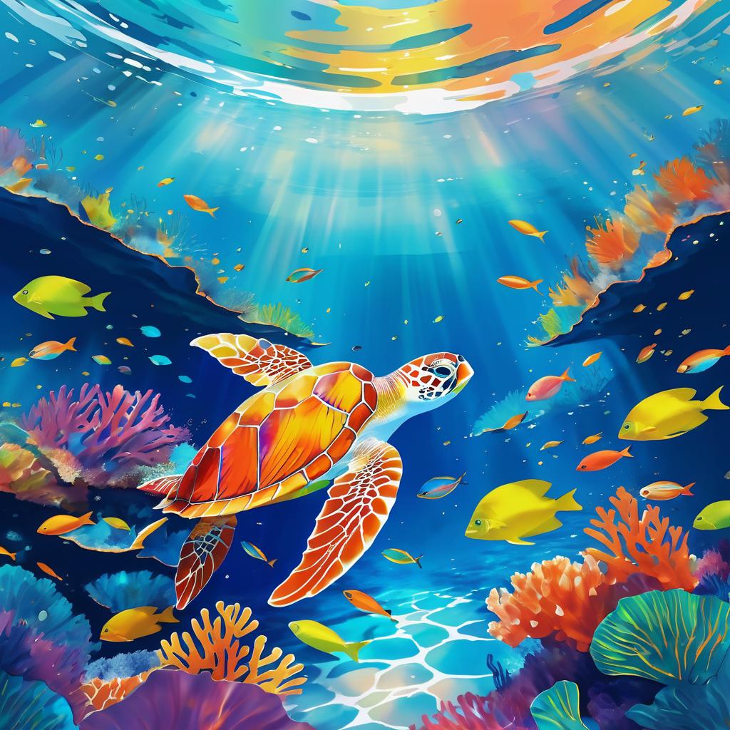 Vibrant Coral Reef with Sea Turtle