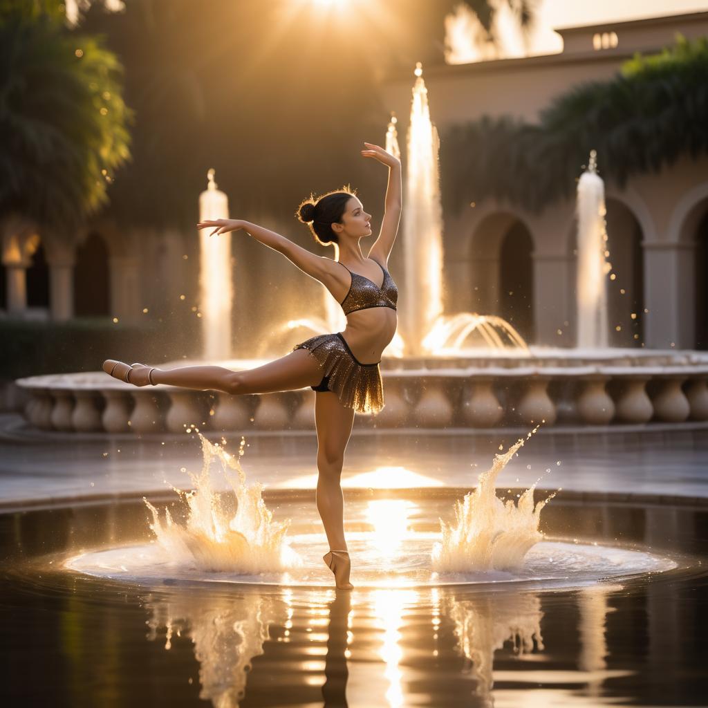 Graceful Ballerina Dancing at Golden Hour