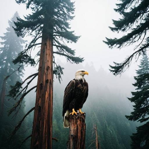 Majestic Eagle atop Redwood Forest Majestic Eagle atop Redwood Forest