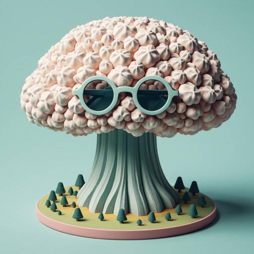 Isometric Nuclear Mushroom Cloud with Glasses 3D Model