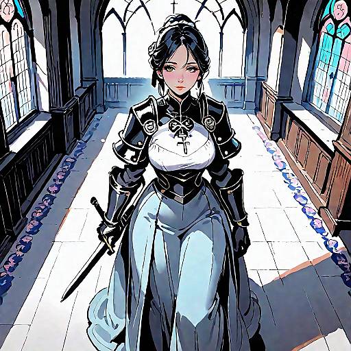 Female Knight in Abandoned Church