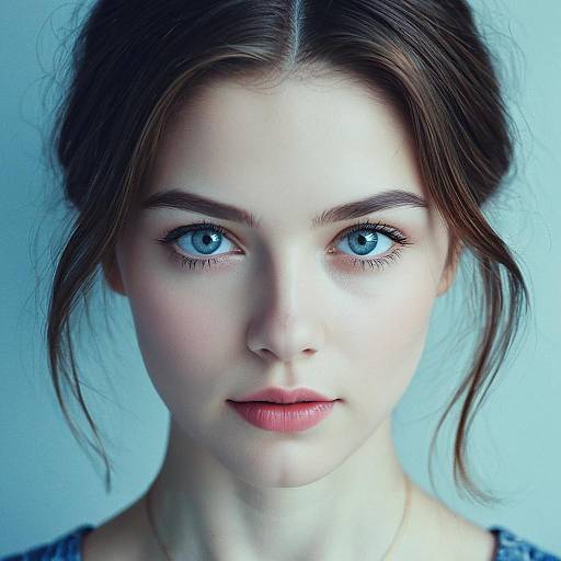 Graceful Woman with Soft Blue Eyes