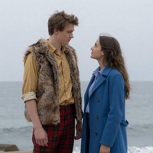 Romantic Ocean Photo of Young Couple