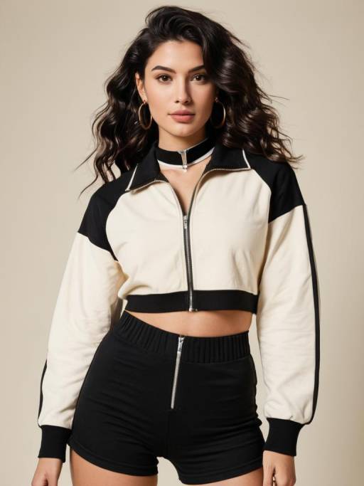 Sporty Chic Woman in Varsity Outfit