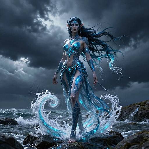 Azure Water Genasi on Stormy Shore