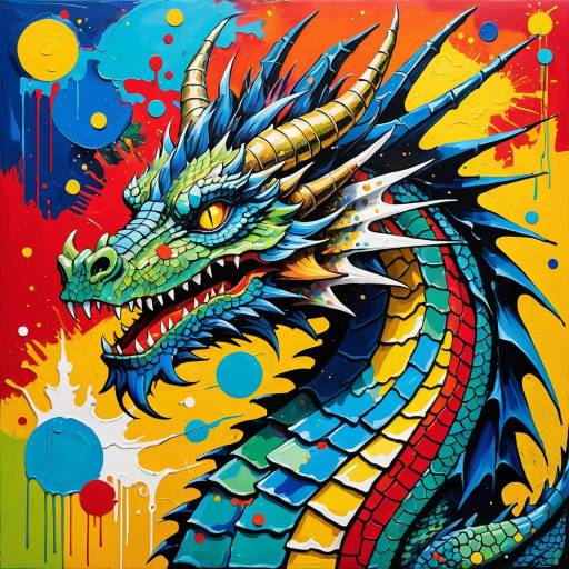 Majestic Dragon Collage in Vibrant Style Majestic Dragon Collage in Vibrant Style