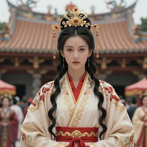 Asian Woman in Traditional Chinese Festival Costume