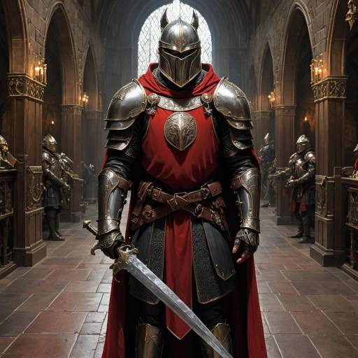 Knight in Full Armor with Mouse Companion