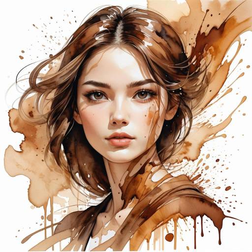Elegant Watercolor Portrait of Young Woman