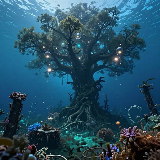 Surreal Oceanic Tree of Light