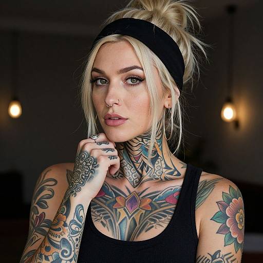 Tattooed Blonde Woman Portrait
