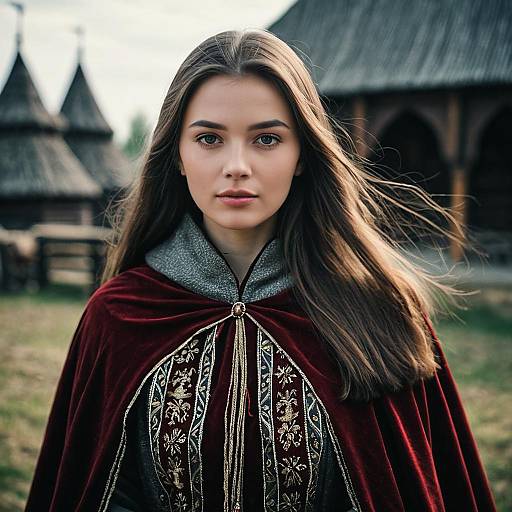 Young Woman in Medieval Russian Clothing