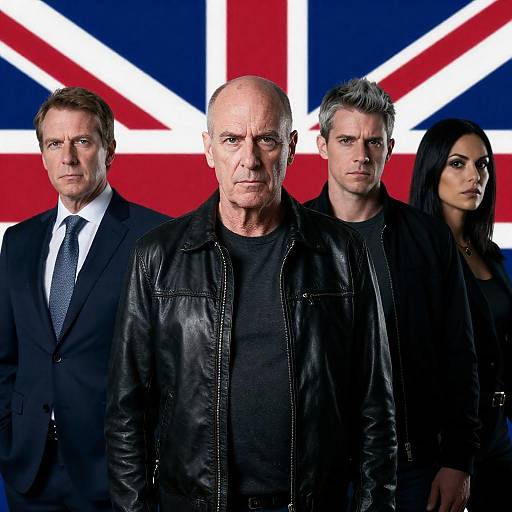 Four Individuals Against Union Jack Backdrop