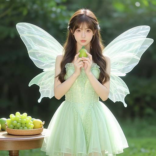 Young Woman in Lime Green Fairy Dress