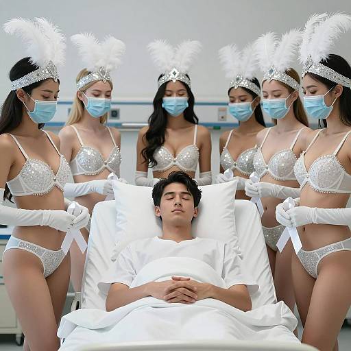 Surreal Hospital Scene with Dancers