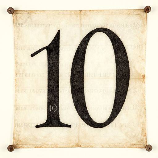 Vintage-style parchment scroll with black, bold, oval numbers 