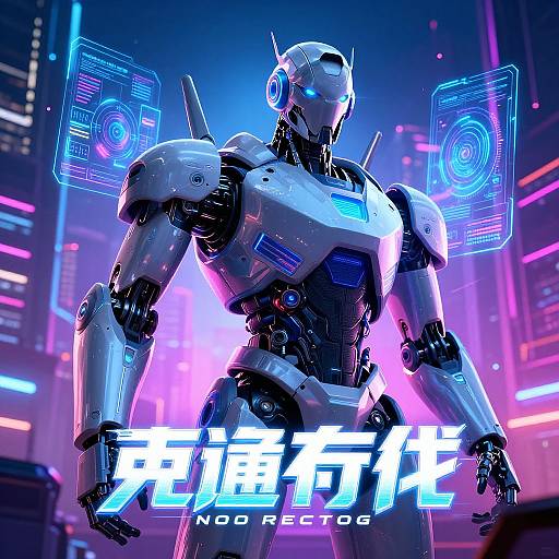 Futuristic Cyberpunk Robot Movie Poster