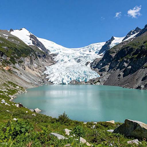 Serene Mountain Lake Amid Melting Glaciers